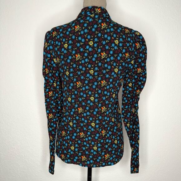 Maje Floral Print Ladder-Seam Snap Button Shirt Women’s Size 1/ Small - Picture 11 of 12